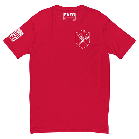 Funny couples FAFO t shirt in red — 5 Road Trip Love Languages parody graphic FAFO shirts for men and women