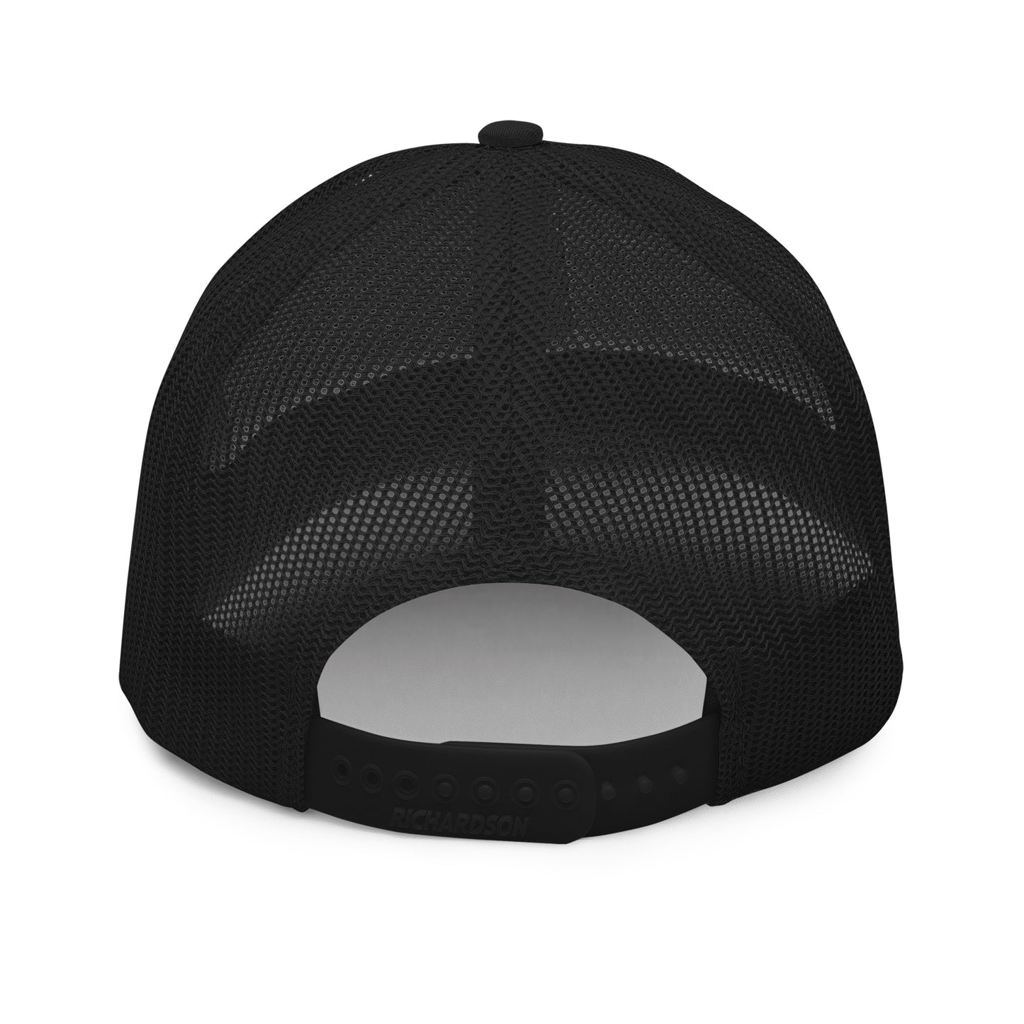 Back of black FAFO trucker hat — mesh panel snapback closure FAFO hats for sale flag and family outfitters