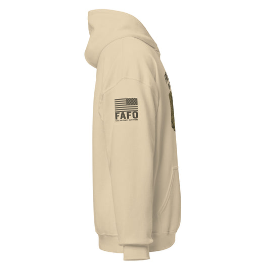FAFO logo American flag sleeve branding — FAFO merchandise flag and family outfitters