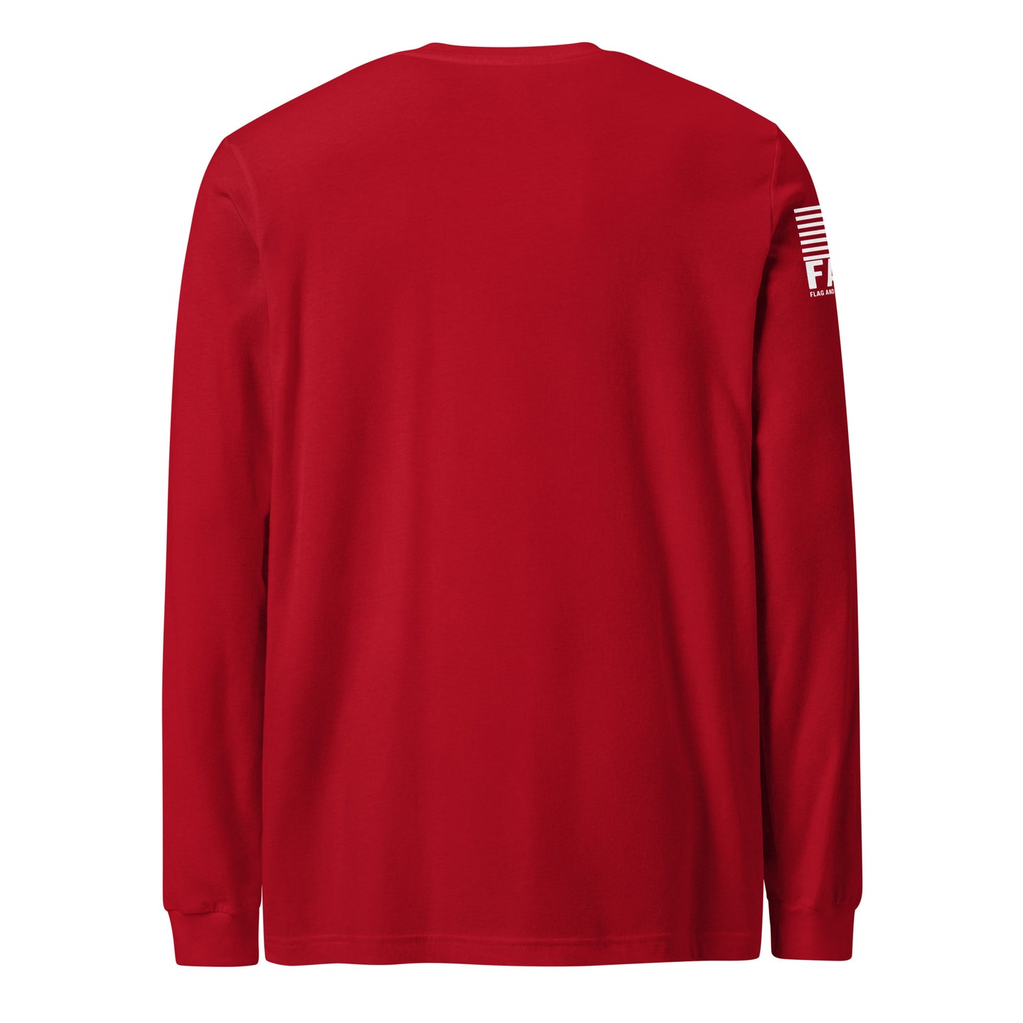 Back of red FAFO basic long sleeve — everyday FAFO apparel patriotic clothing for men