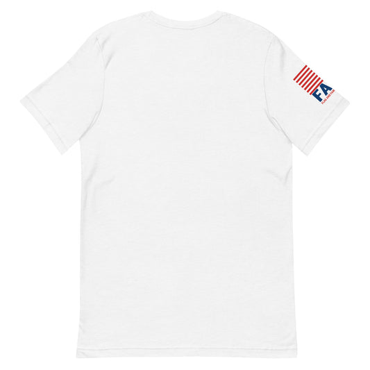 Back of white FAFO flag shirt — FAFO apparel FAFO flag patriotic clothing for men