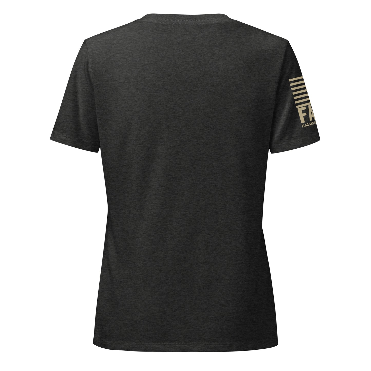 Back of dark gray heather FAFO floral womens tee — FAFO apparel patriotic shirts women