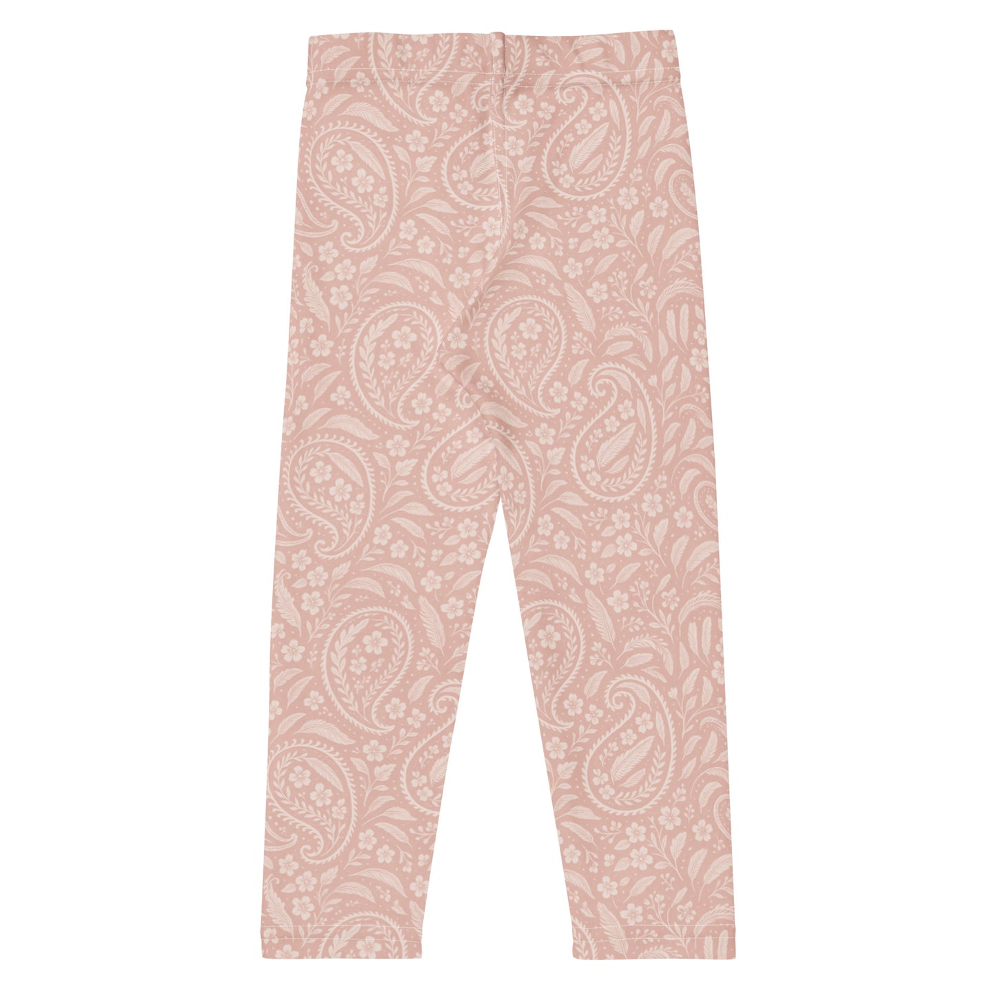 Back view of FAFO Kids Leggings in heritage rose paisley — girls athletic leggings flag and family outfitters