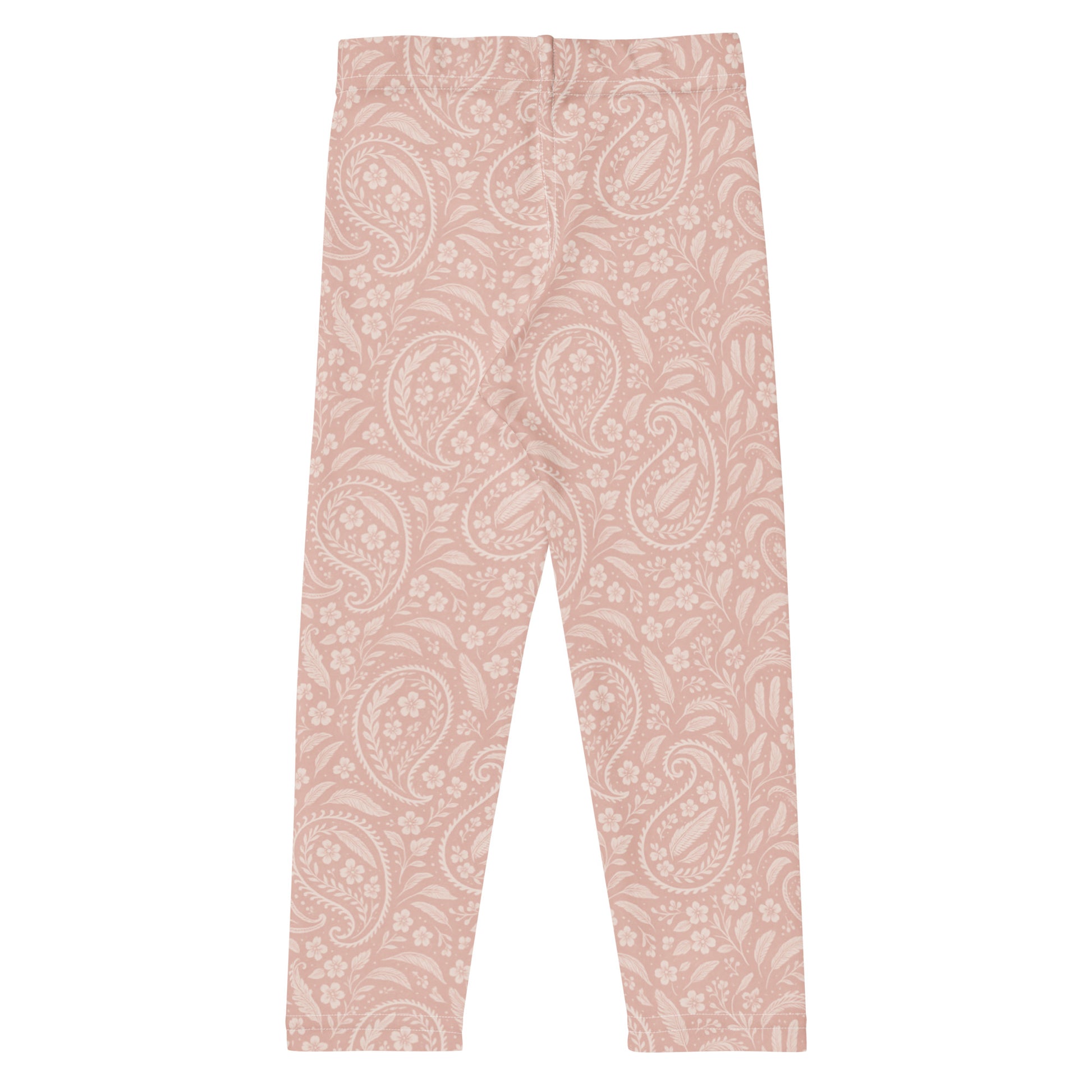 Back view of FAFO Kids Leggings in heritage rose paisley — girls athletic leggings flag and family outfitters