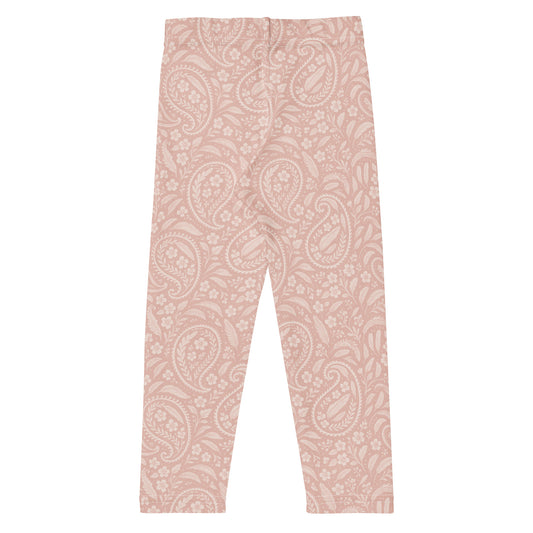 Back view of FAFO Kids Leggings in heritage rose paisley — girls athletic leggings flag and family outfitters
