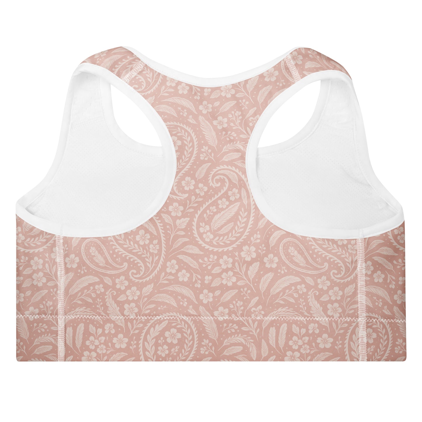 Back of FAFO heritage rose paisley sports bra — racerback design patriotic clothes for women