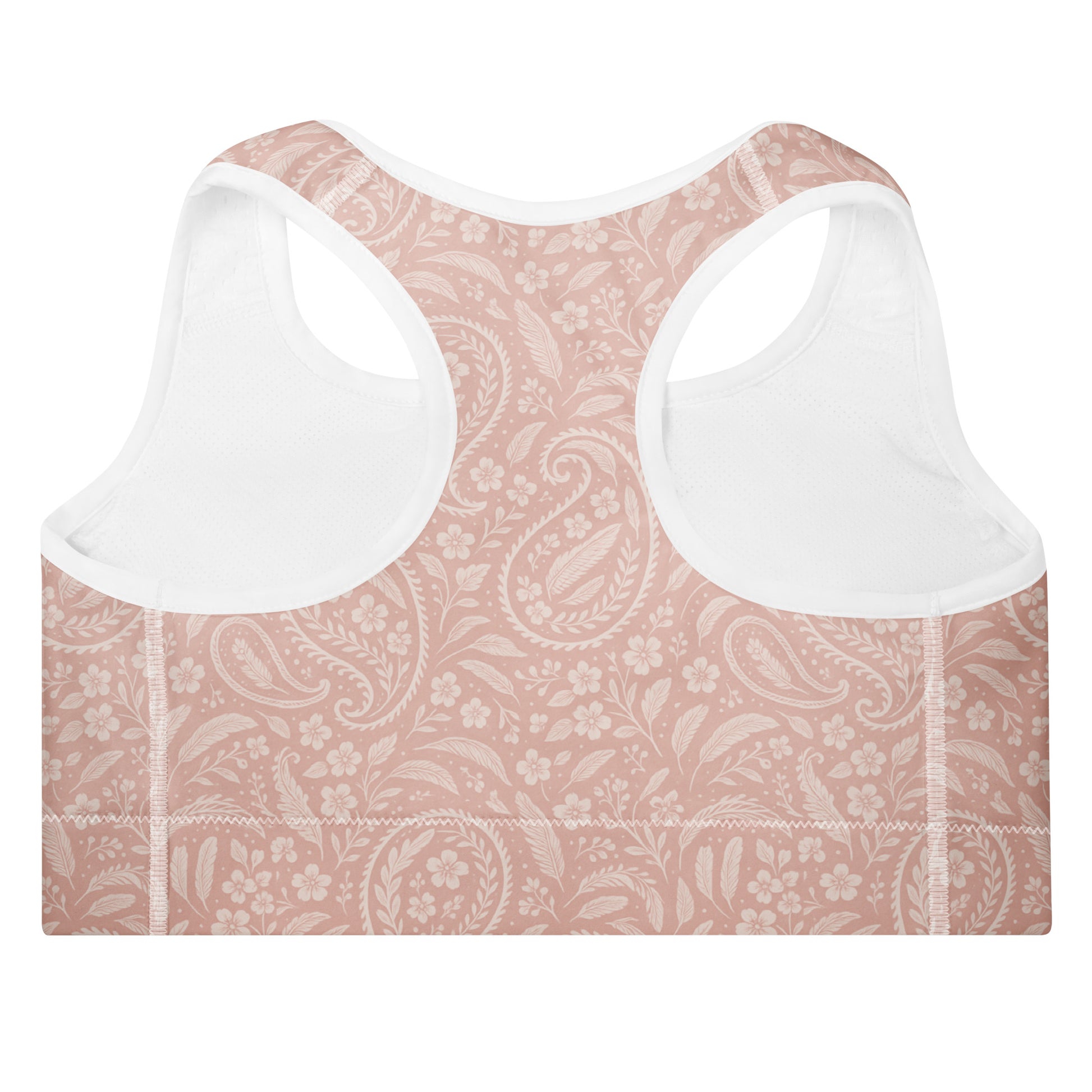 Back of FAFO heritage rose paisley sports bra — racerback design patriotic clothes for women