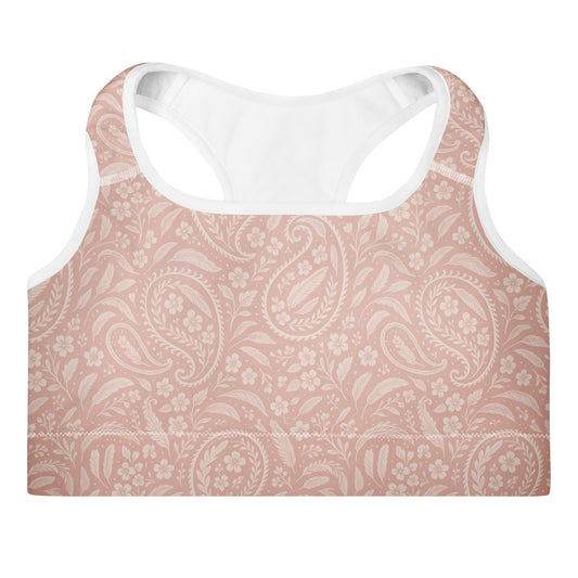 Patriotic athletic apparel FAFO sports bra in heritage rose paisley — FAFO apparel womens patriotic activewear