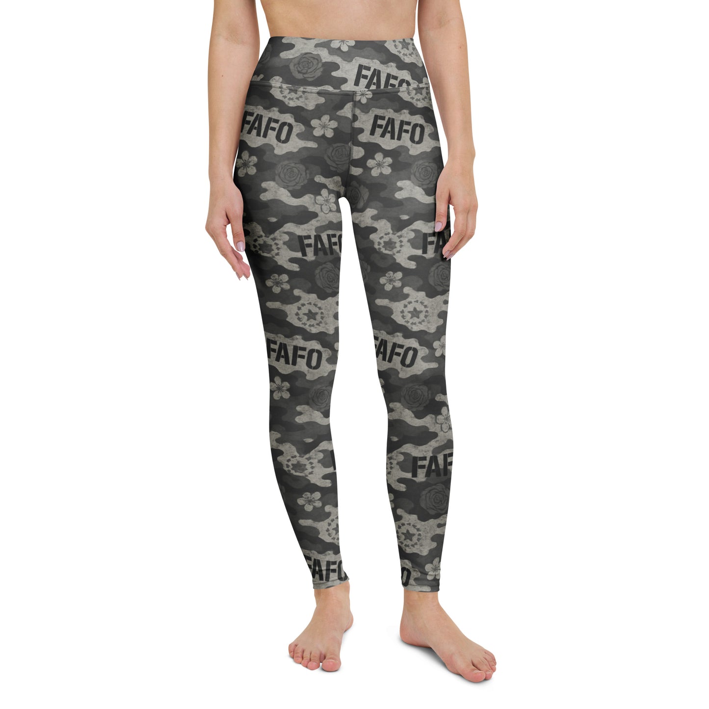 Patriotic athletic apparel FAFO yoga leggings in midnight bloom camo — FAFO apparel womens patriotic activewear