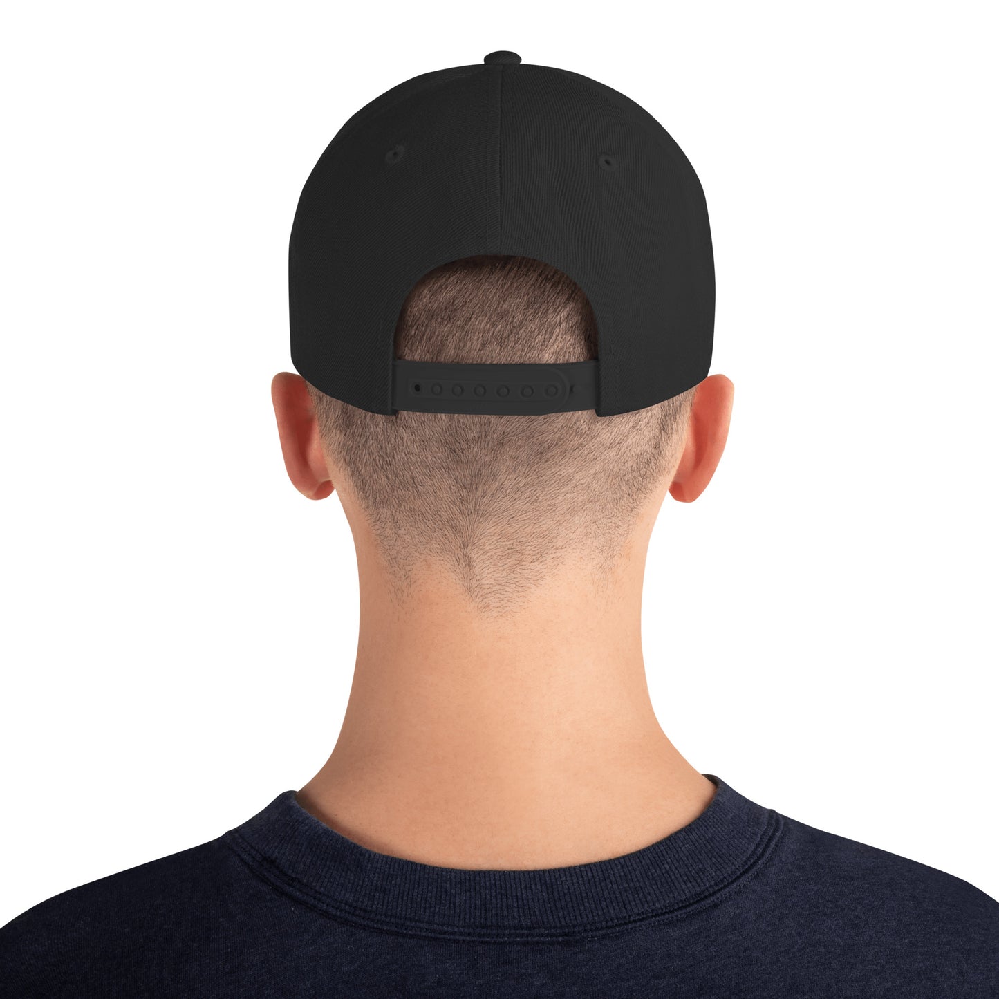Back of black FAFO snapback hat — adjustable snap closure FAFO hats for sale flag and family outfitters
