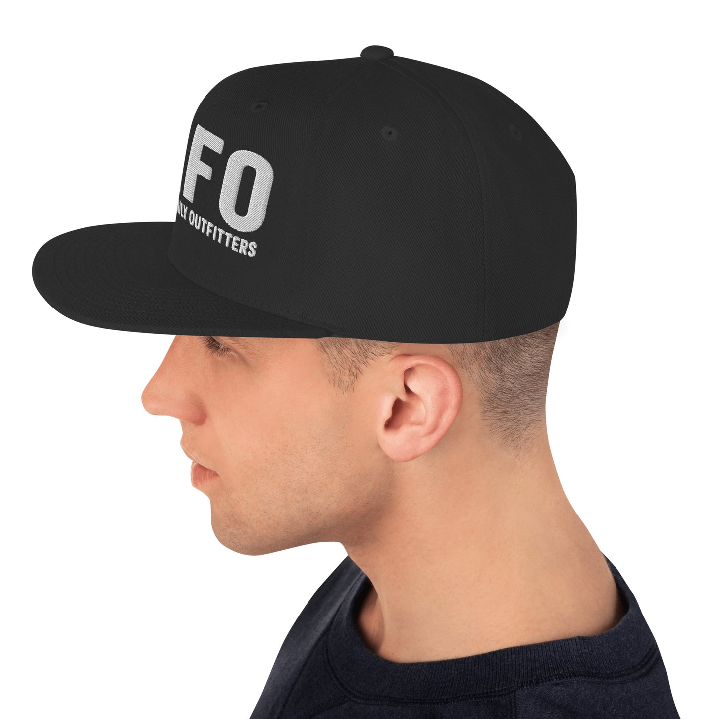 Side view of black FAFO snapback hat — FAFO gear FAFO merchandise patriotic hat
