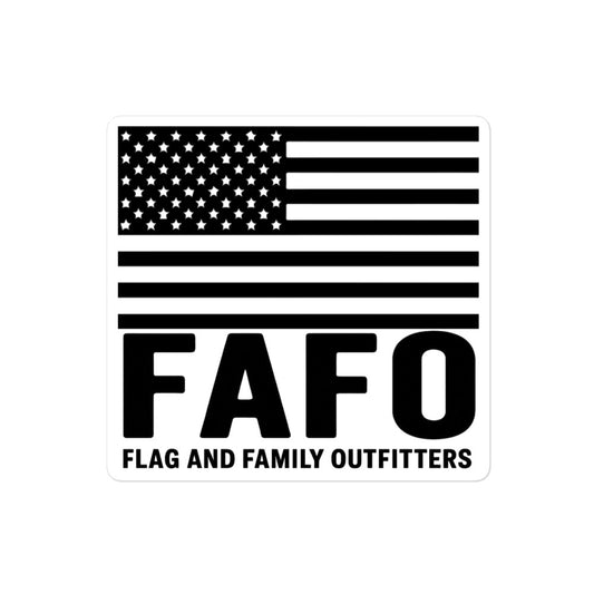 Close up of FAFO American flag sticker detail — FAFO gear FAFO logo patriotic accessories