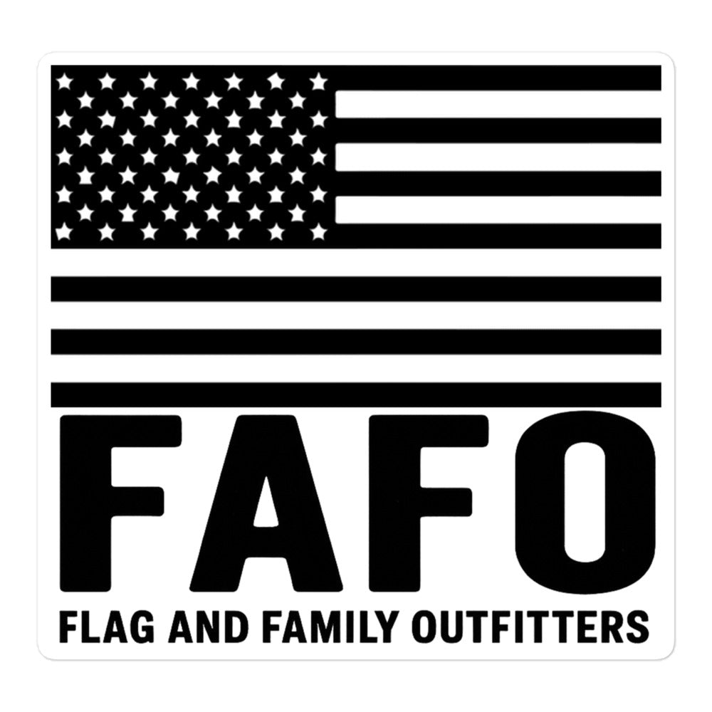 Close up of FAFO American flag sticker detail — FAFO gear FAFO logo patriotic accessories