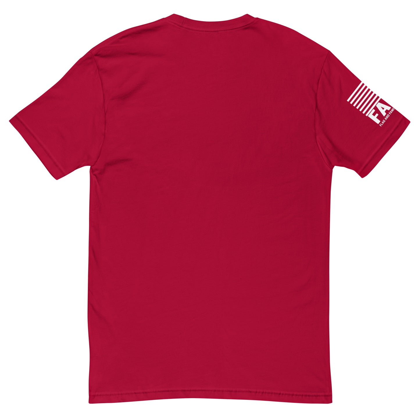 Back of red FAFO basic tee — everyday FAFO apparel patriotic clothing for men