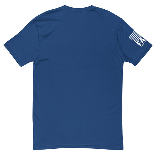 Back of royal blue FAFO basic tee — everyday FAFO apparel patriotic clothing for men