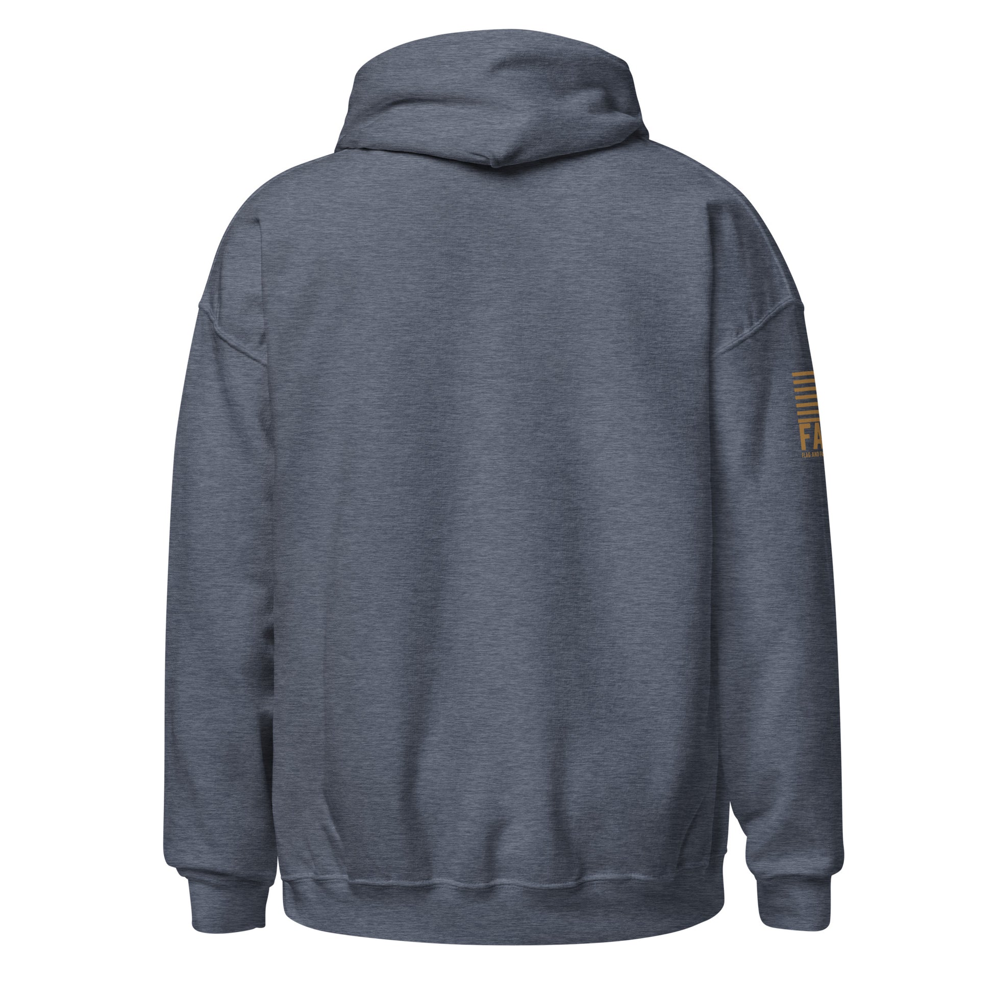 Back of dark navy FAFO fishing hoodie — outdoor graphic tee style FAFO apparel for men