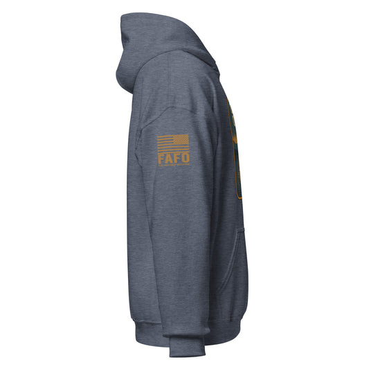 FAFO logo American flag sleeve branding — FAFO merchandise patriotic clothing brand