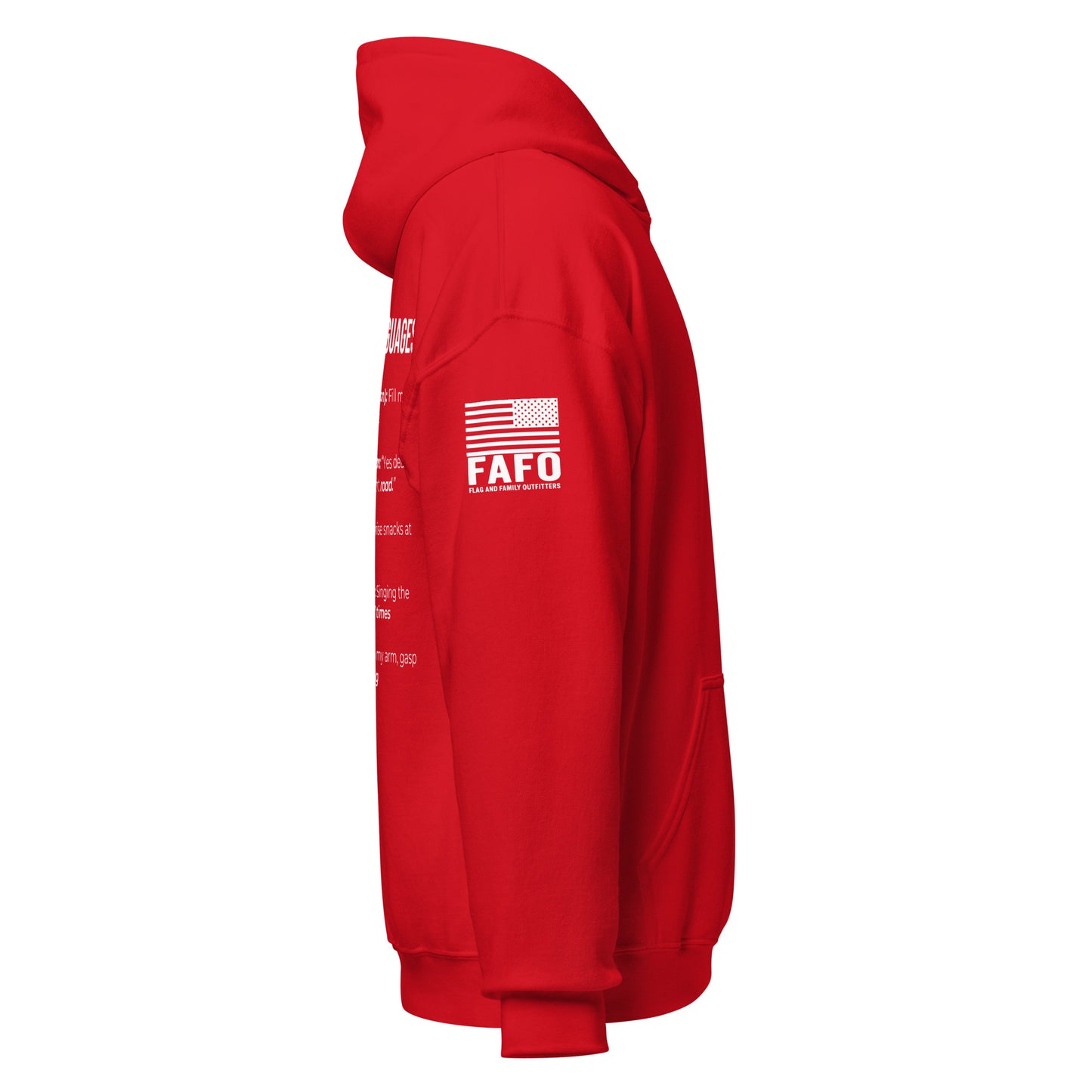 FAFO logo American flag sleeve branding — FAFO apparel patriotic clothing brand