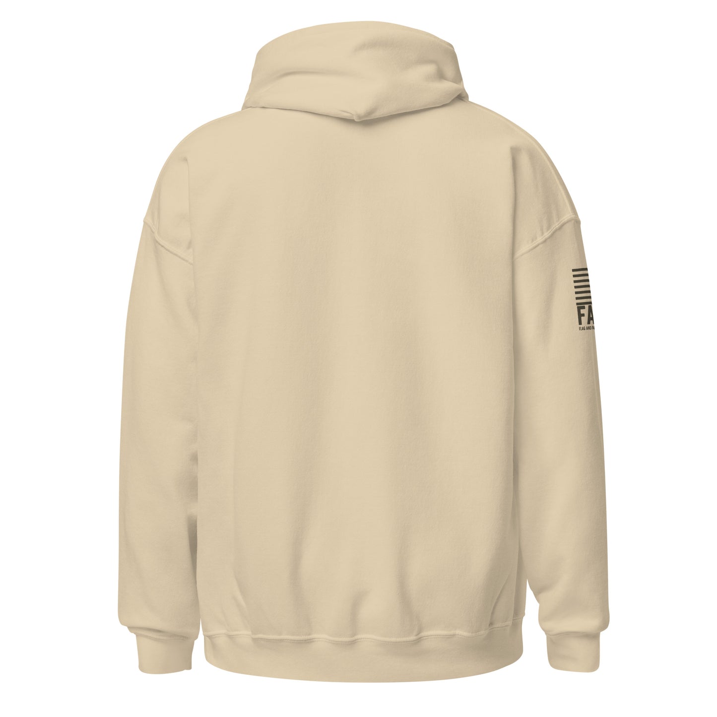 Back of sand FAFO military tribute hoodie — veteran shirt style FAFO apparel patriotic clothing for men