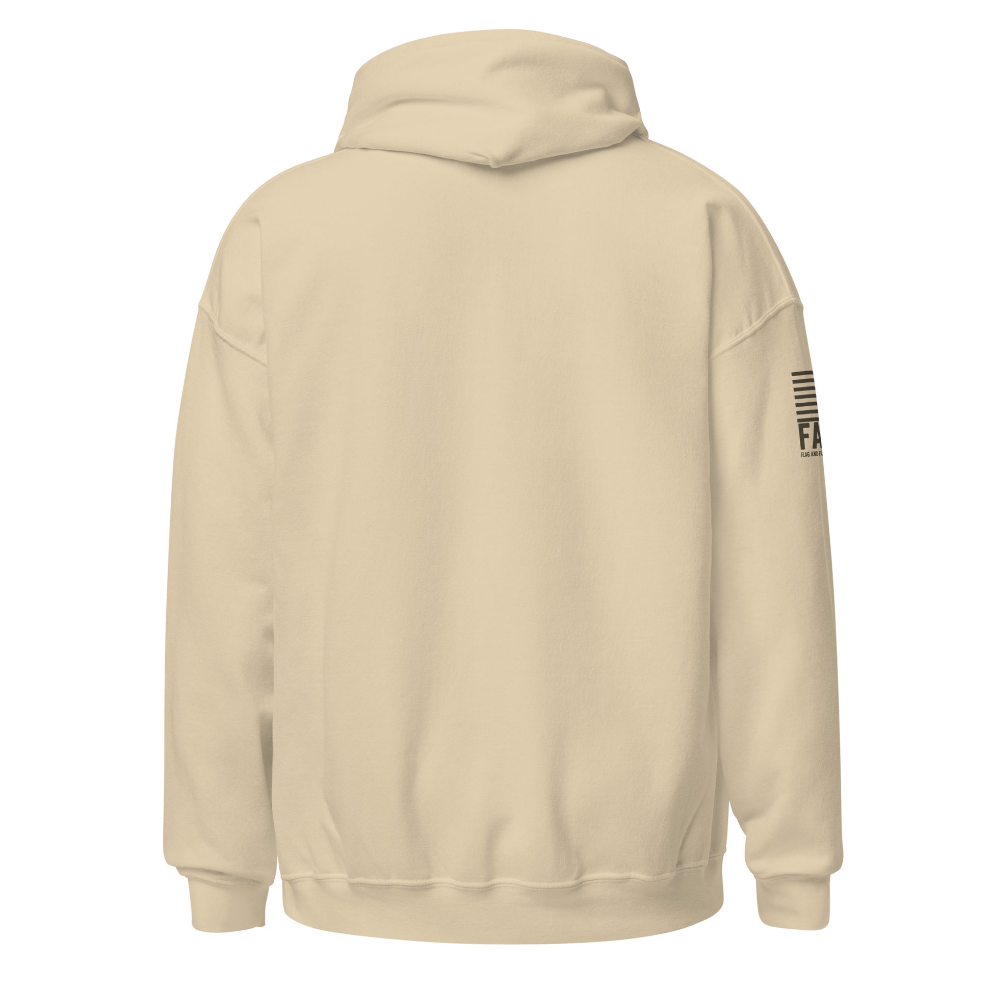 Back of sand FAFO military tribute hoodie — veteran shirt style FAFO apparel patriotic clothing for men
