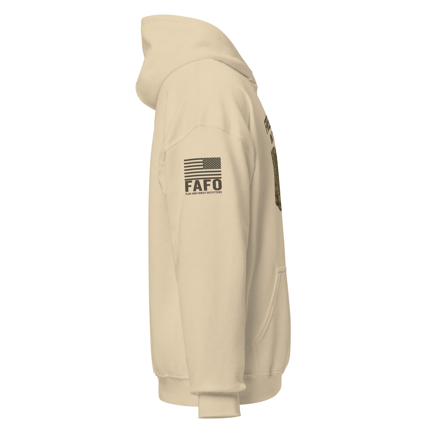 FAFO logo American flag sleeve branding — FAFO merchandise flag and family outfitters
