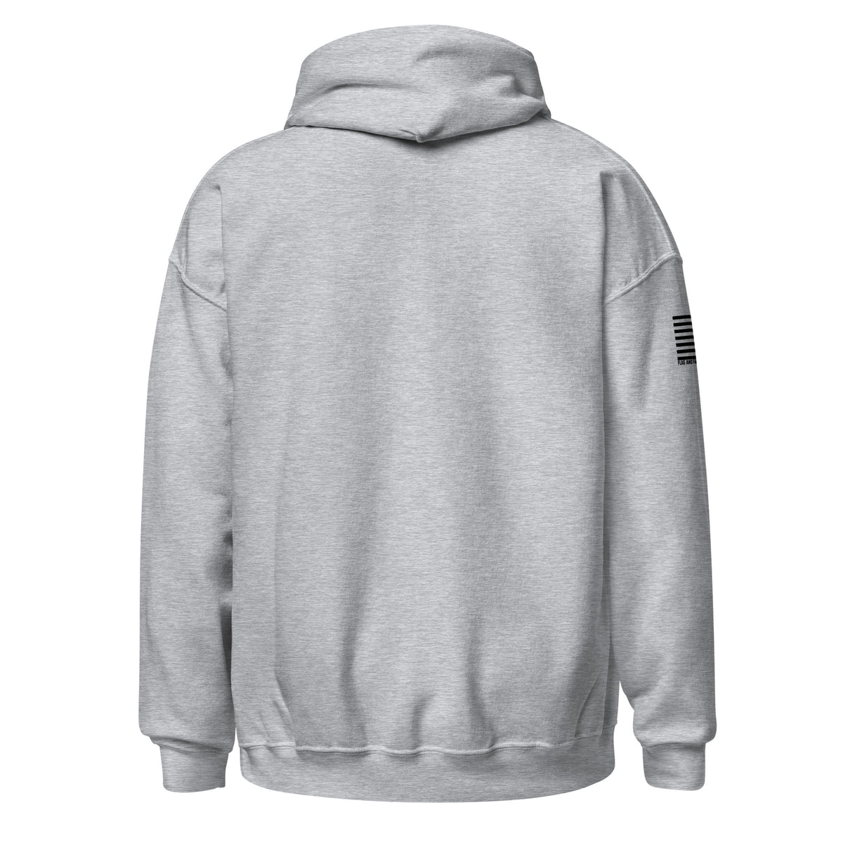 Back view of Peak Evolution hoodie in sport grey — dad gift hoodie patriotic hoodie flag and family outfitters