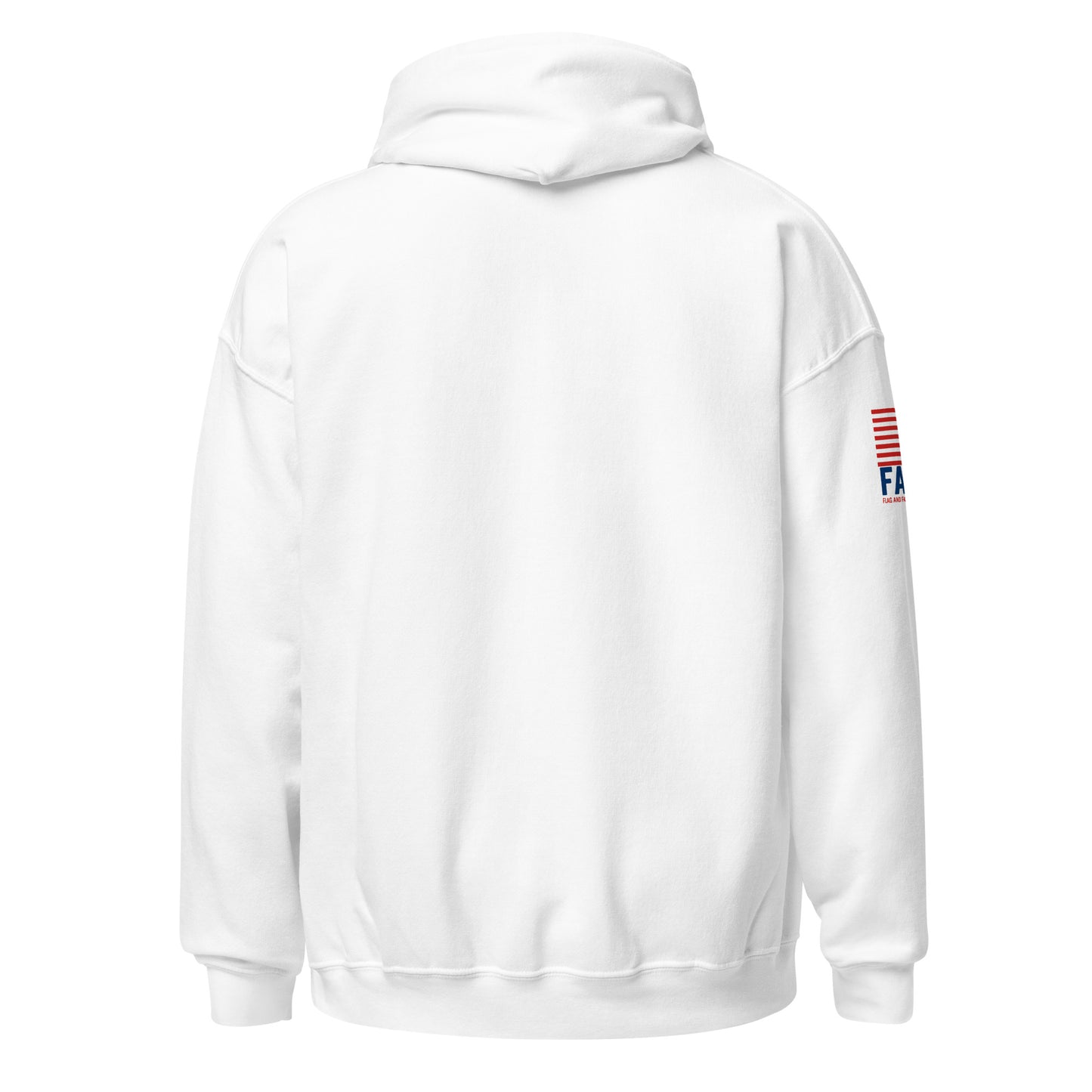 Back of white FAFO funny patriotic hoodie — FAFO shirts patriotic clothing for men