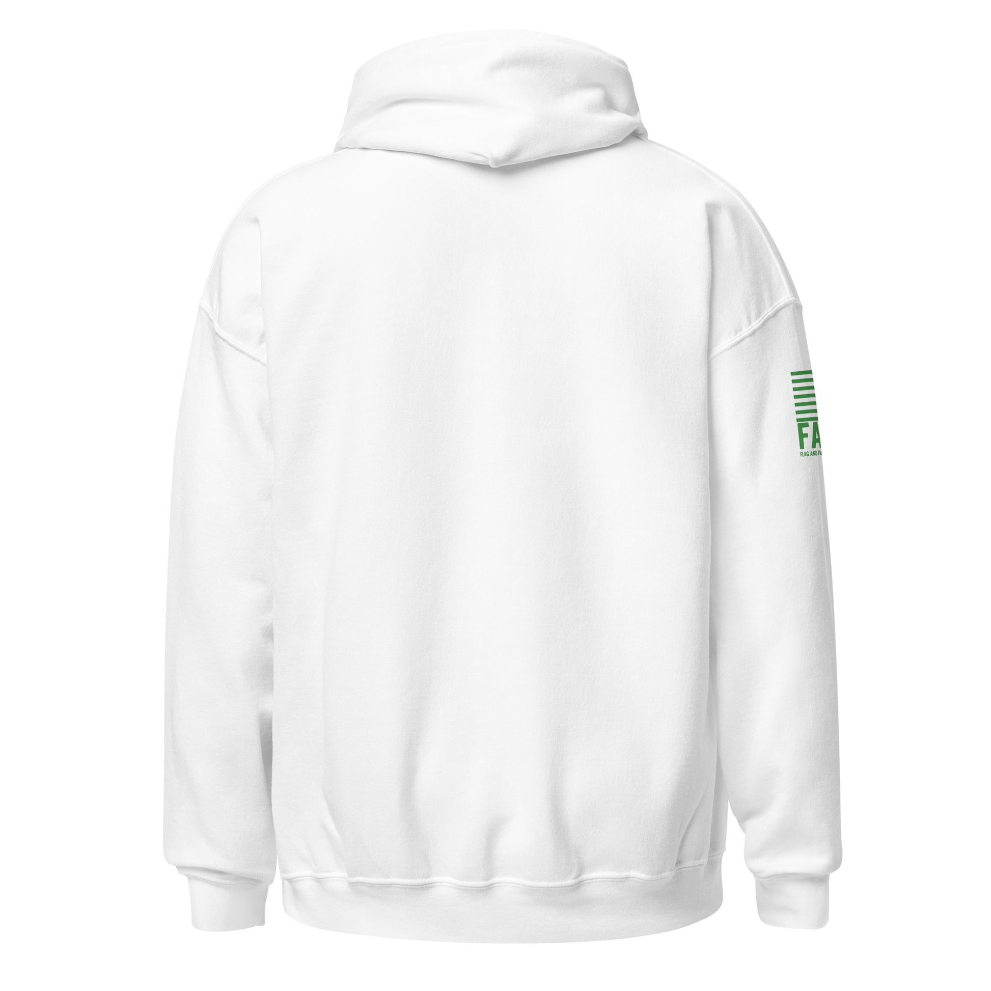 Back of white FAFO Appeal To Heaven patriotic hoodie — FAFO apparel patriotic clothing for men