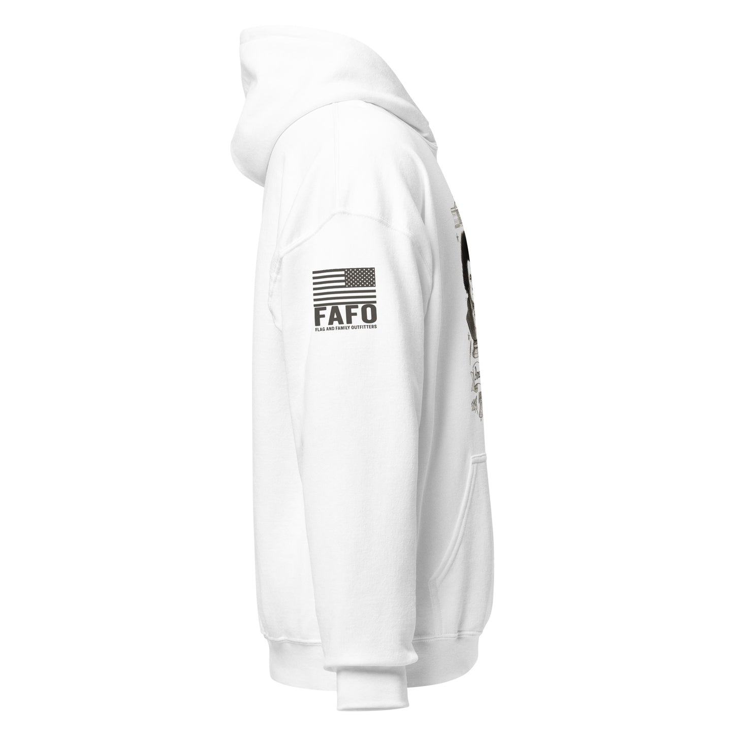 FAFO logo sleeve branding with American flag — Flag And Family Outfitters patriotic clothing brand