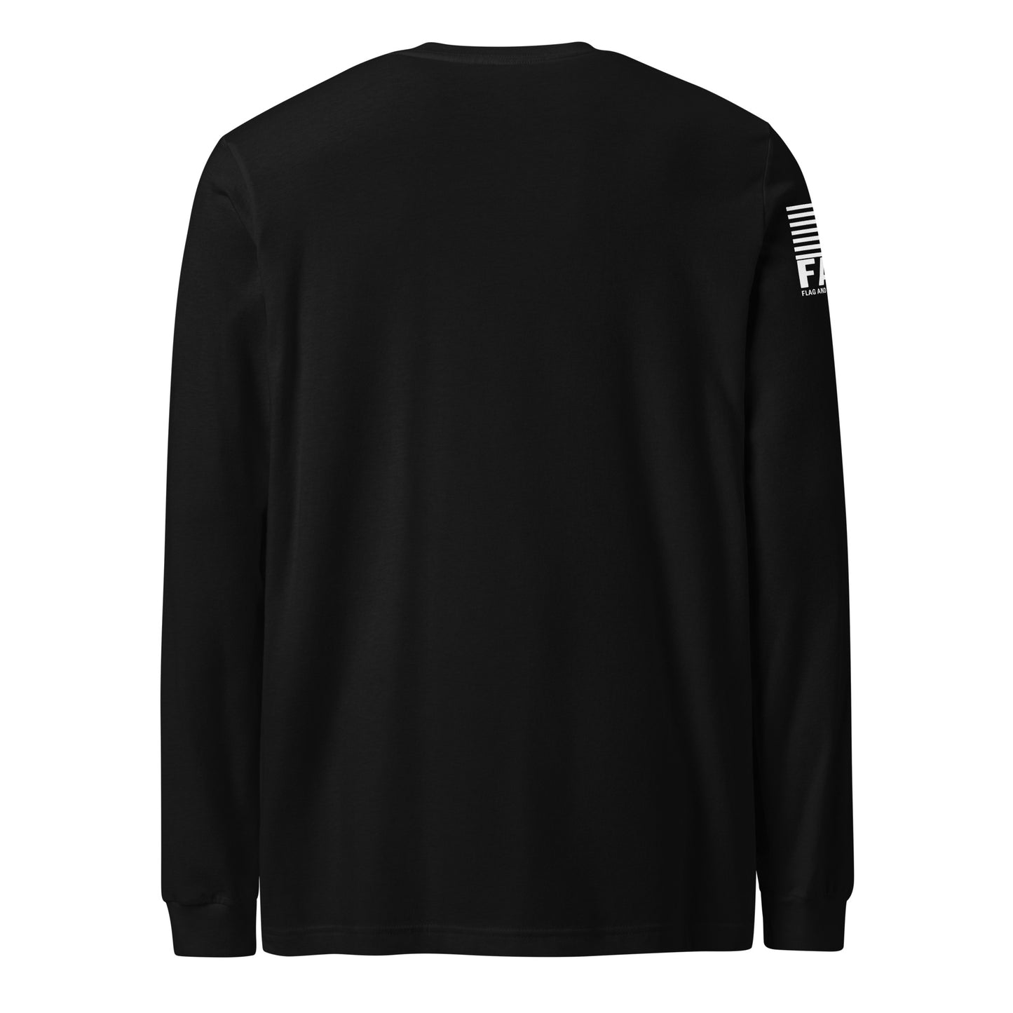 Back of black FAFO basic long sleeve — everyday FAFO apparel patriotic clothing for men
