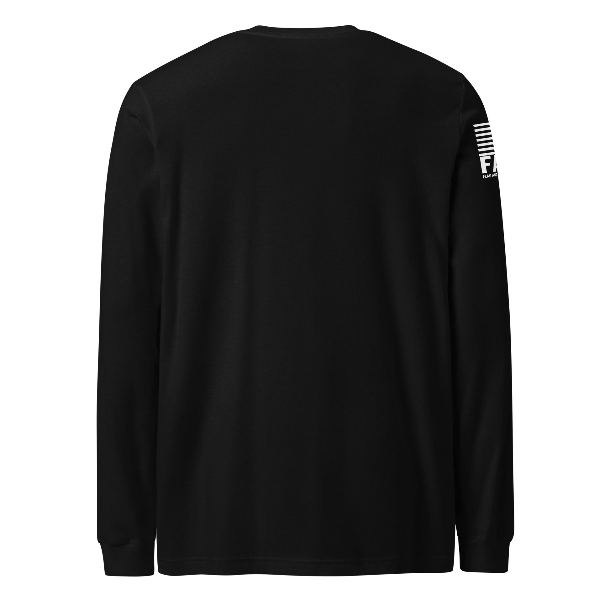 Back of black FAFO basic long sleeve — everyday FAFO apparel patriotic clothing for men

