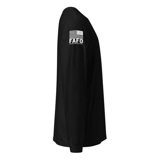 FAFO logo American flag sleeve branding — FAFO merchandise patriotic outfitters
