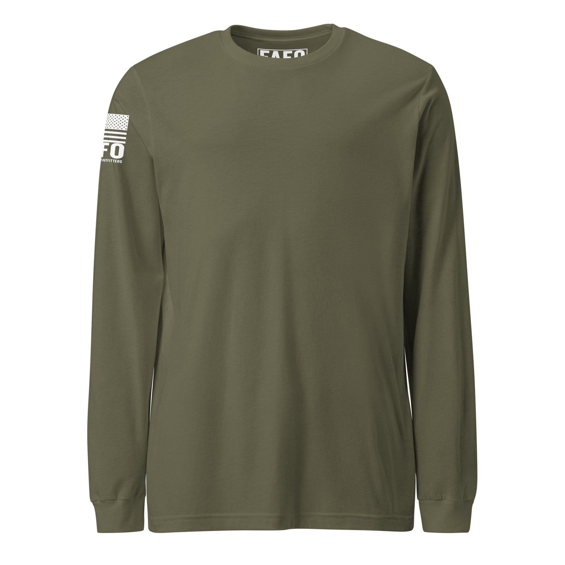 Clean everyday FAFO long sleeve in military green — FAFO shirts patriotic shirts for men flag and family outfitters