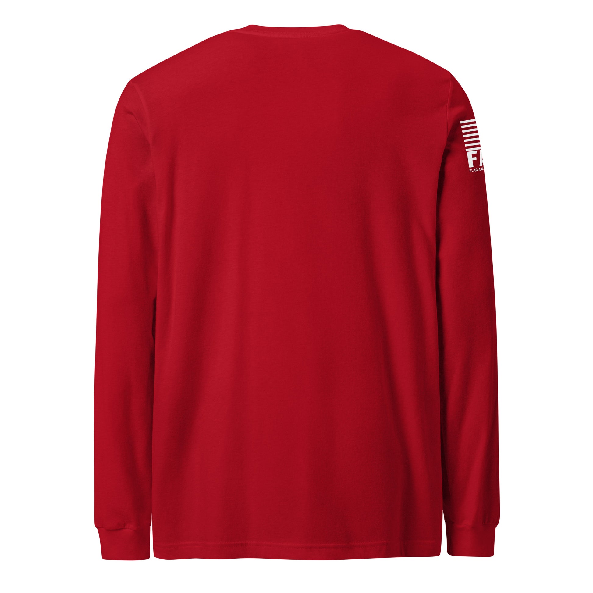Back of red FAFO basic long sleeve — everyday FAFO apparel patriotic clothing for men