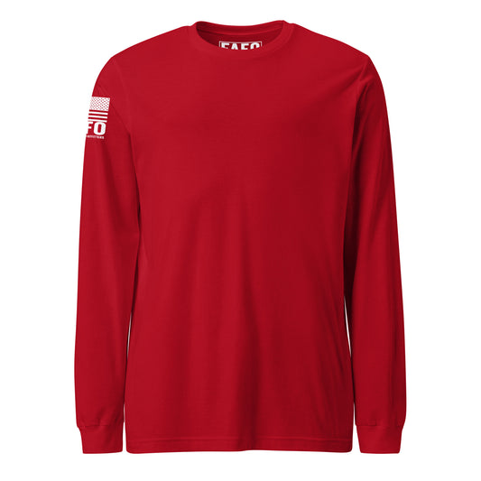 Clean everyday FAFO long sleeve in red — FAFO shirts patriotic shirts for men flag and family outfitters