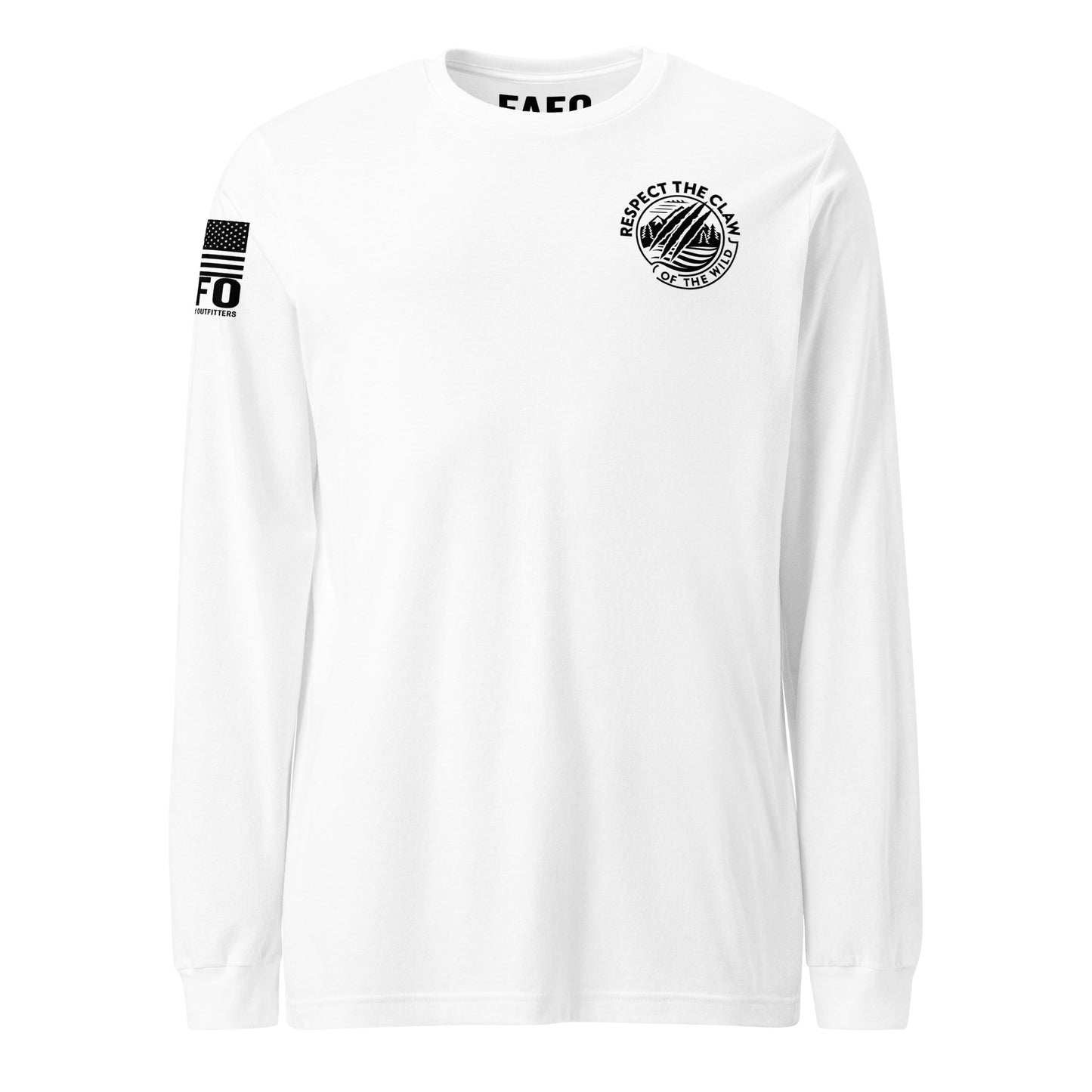 Funny outdoor FAFO long sleeve in white — Respect The Claw Grizzly Grape parody graphic FAFO shirts hiking shirt men