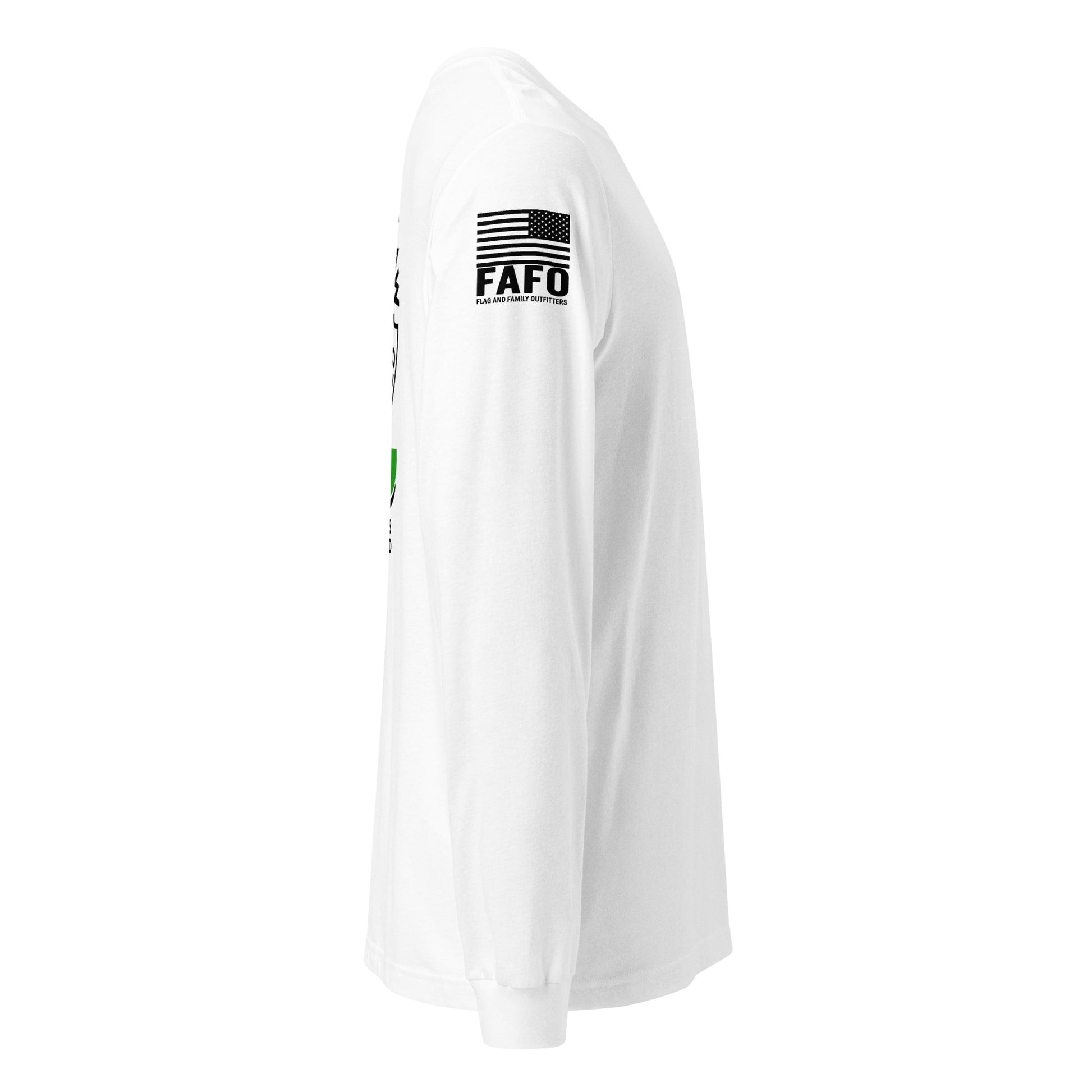 FAFO logo American flag sleeve branding — FAFO merchandise patriotic clothing brand