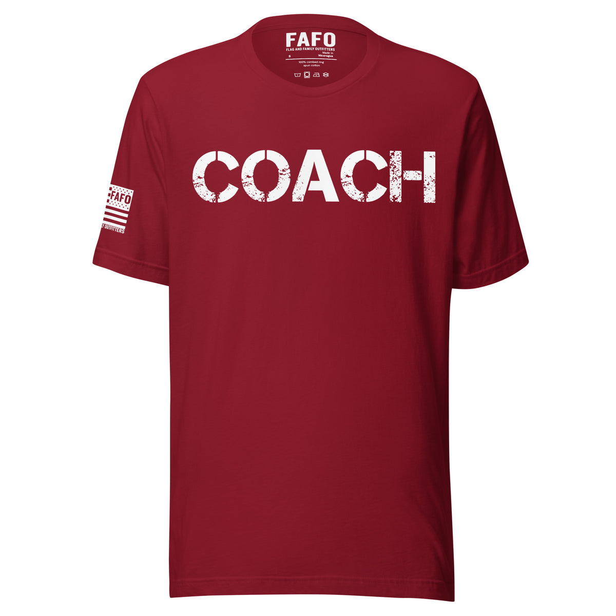 Coach Defined T-Shirt — distressed COACH chest graphic funny coach shirt fafo t shirts flag and family outfitters