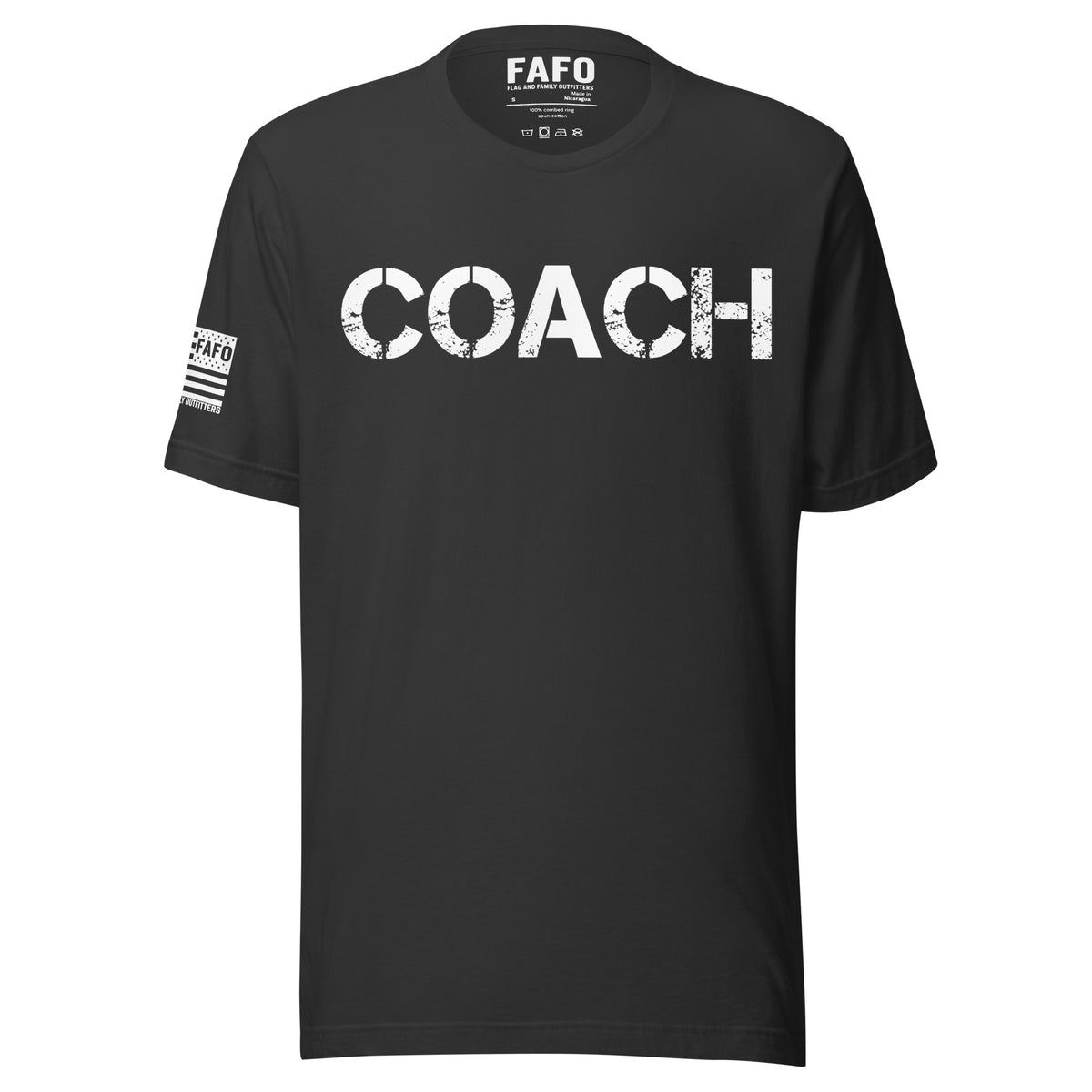 Coach Defined T-Shirt — distressed COACH chest graphic funny coach shirt fafo t shirts flag and family outfitters
