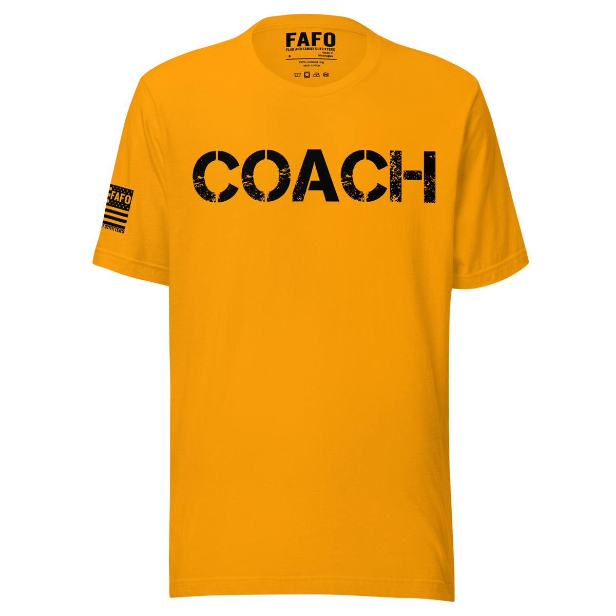 Coach Defined T-Shirt — distressed COACH chest graphic funny coach shirt FAFO t shirts flag and family outfitters