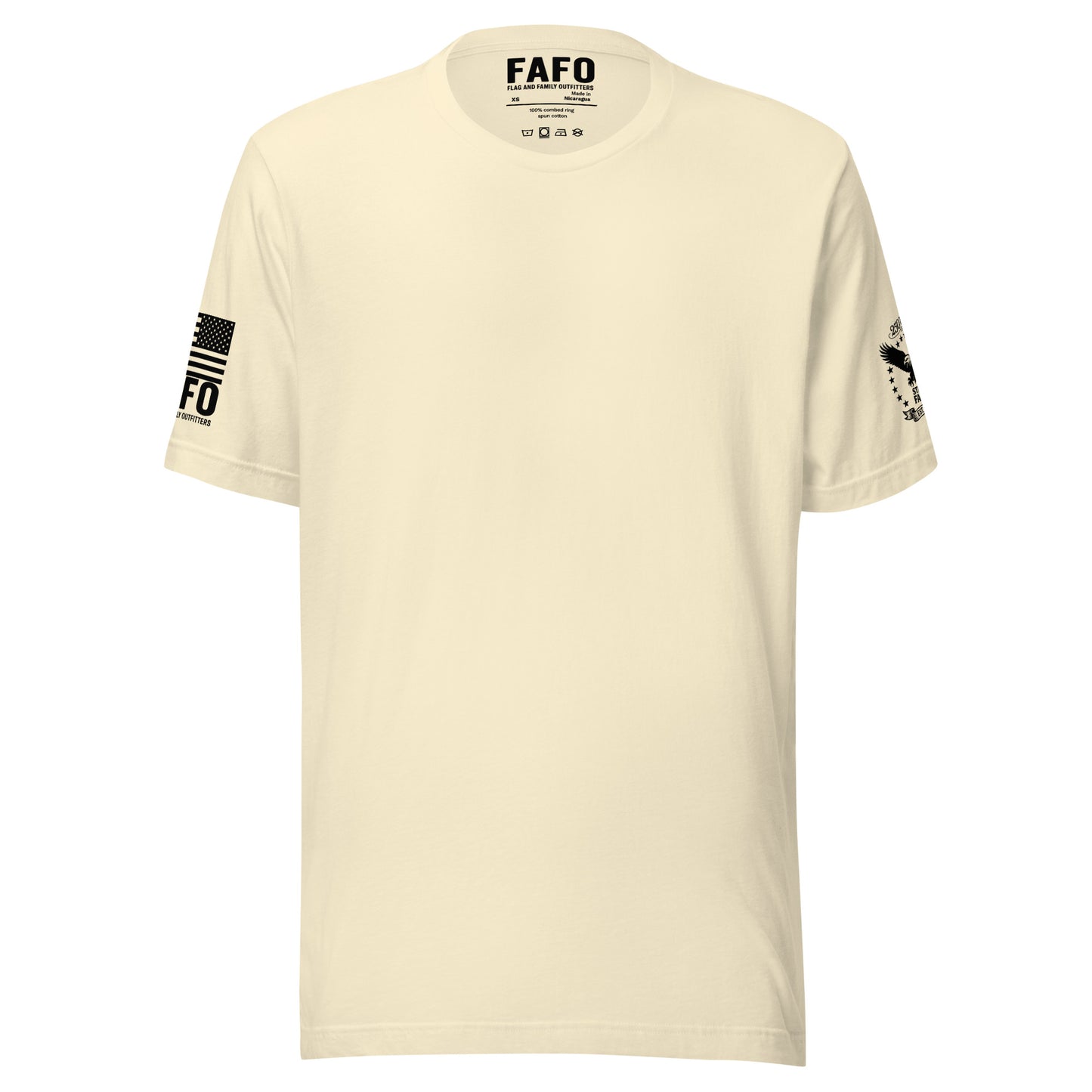 Still FAFO 250th anniversary basic tee in natural — patriotic sleeve badge tee fafo t shirts flag and family outfitters