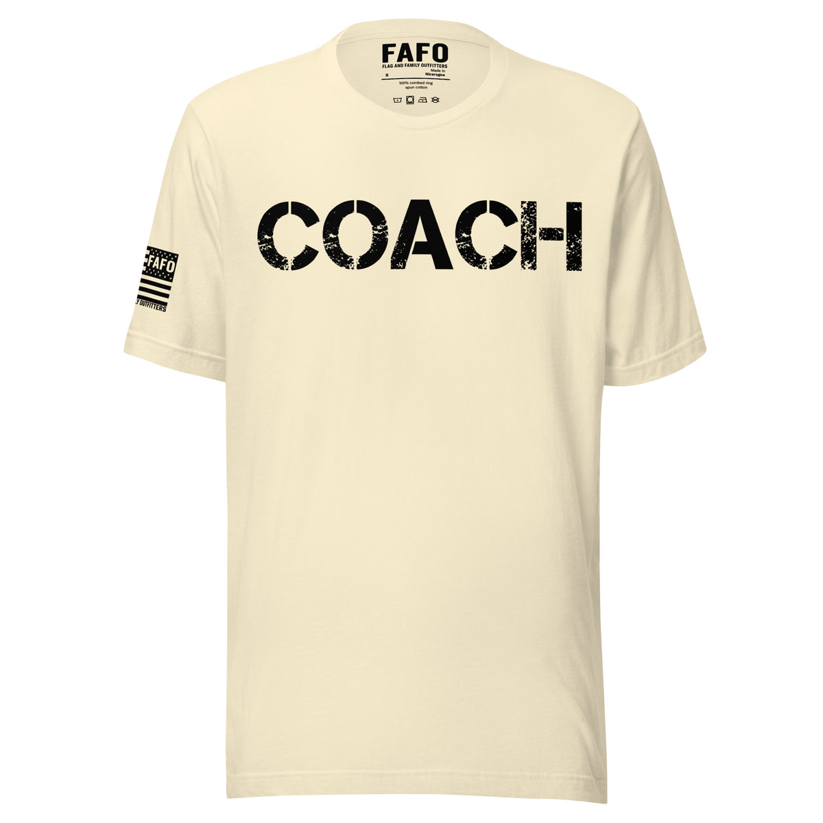 Coach Defined T-Shirt — distressed COACH chest graphic funny coach shirt FAFO t shirts flag and family outfitters