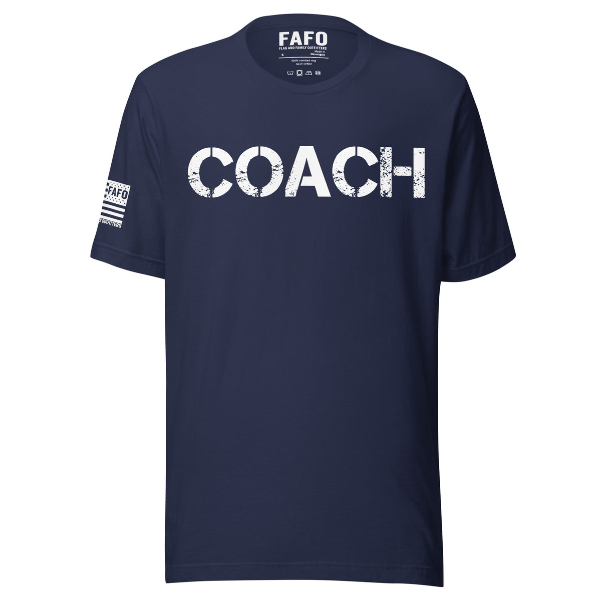 Coach Defined T-Shirt — distressed COACH chest graphic funny coach shirt fafo t shirts flag and family outfitters