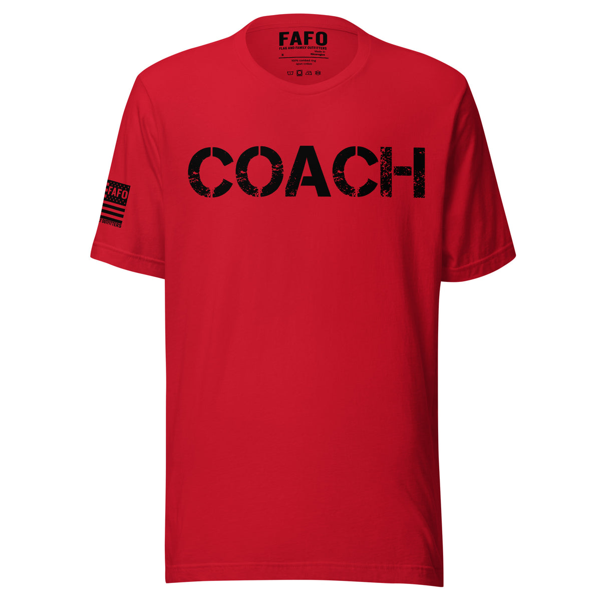 Coach Defined T-Shirt — distressed COACH chest graphic funny coach shirt FAFO t shirts flag and family outfitters