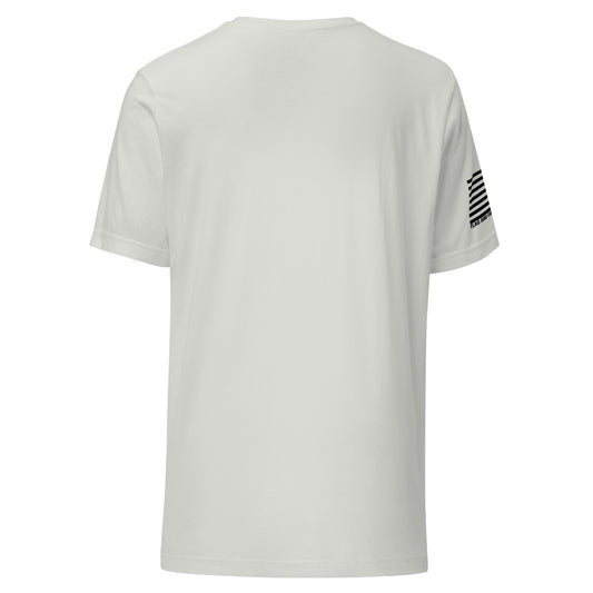 Silver Peak Evolution Tee with evolution silhouettes ending in a dad carrying a backpack and pushing a stroller — funny dad shirt FAFO t shirts Flag And Family Outfitters