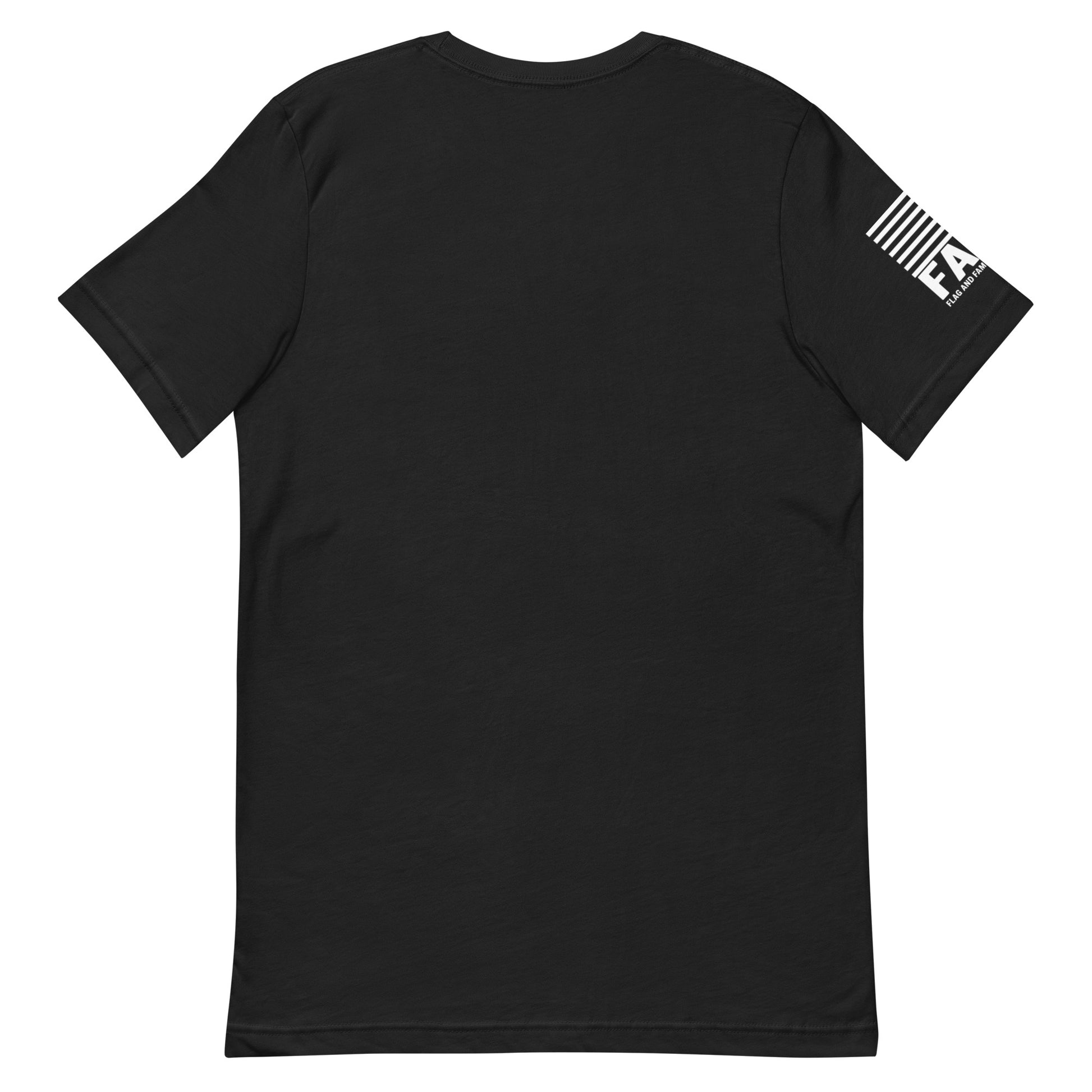 Back of vintage black FAFO basic tee — everyday FAFO apparel patriotic clothing for men