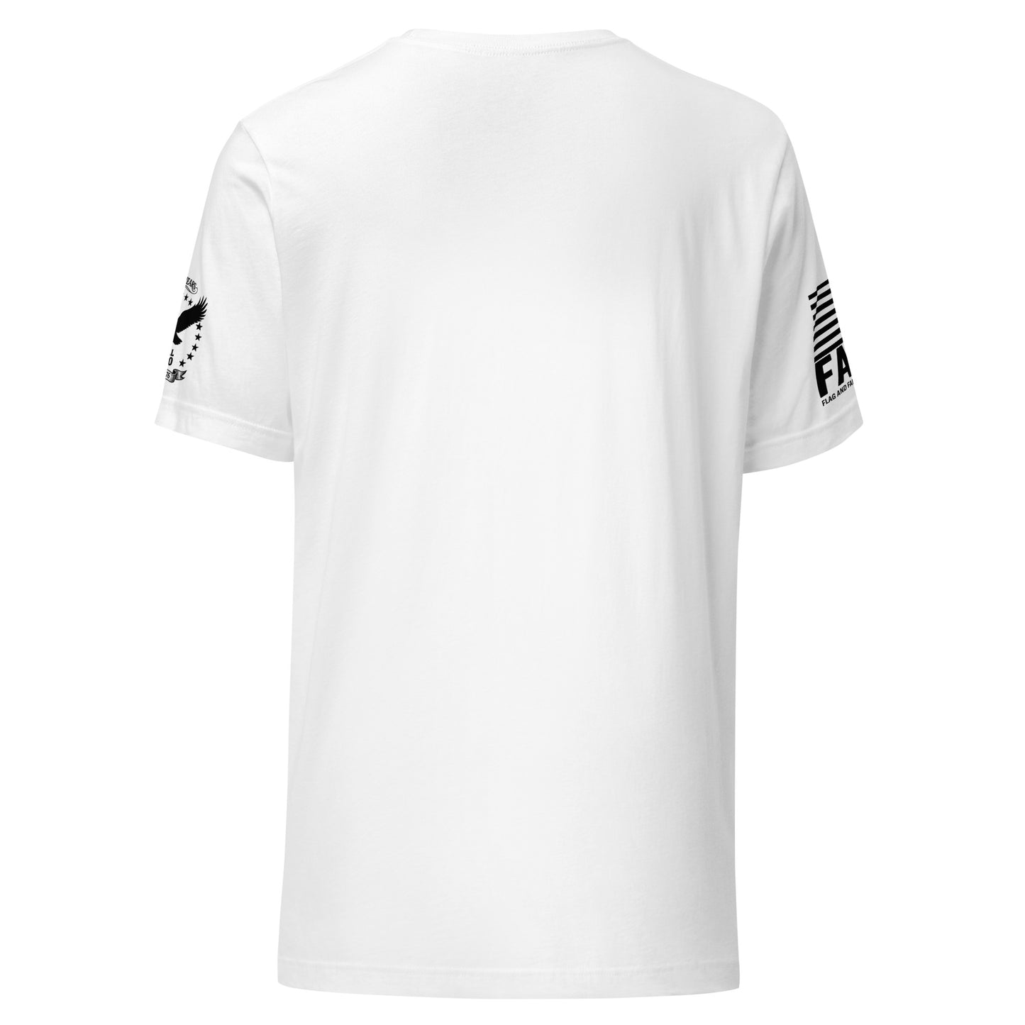 Still FAFO 250th anniversary basic tee in white — patriotic sleeve badge tee flag and family outfitters fafo t shirts