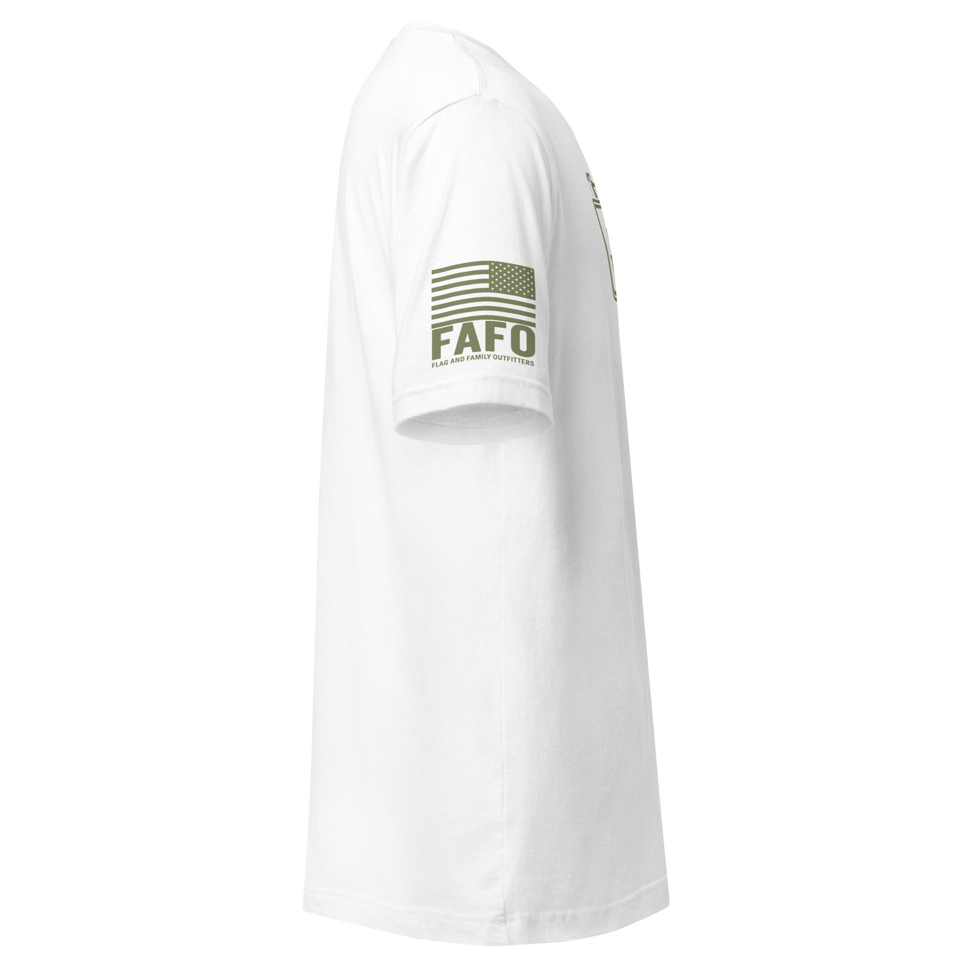 FAFO logo American flag sleeve branding — FAFO merchandise patriotic clothing brand