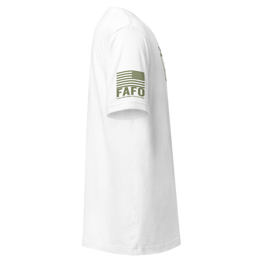 FAFO logo American flag sleeve branding — FAFO merchandise patriotic clothing brand