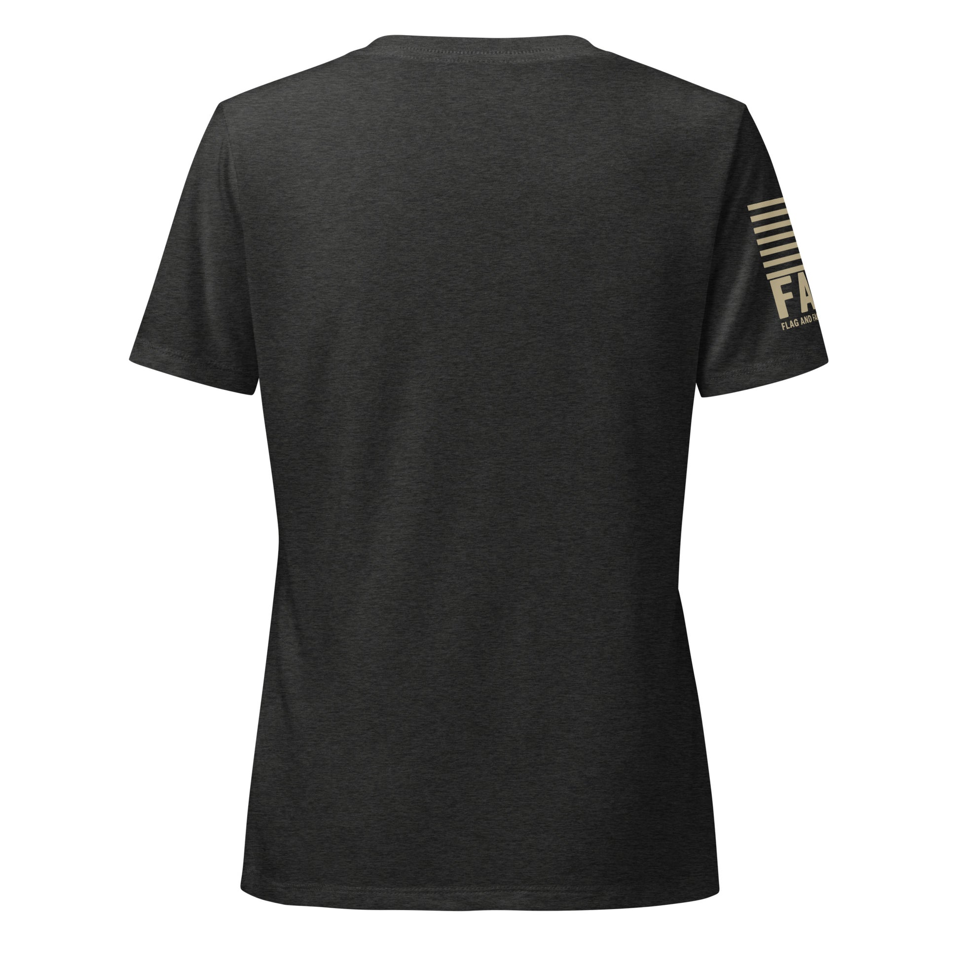 Back of dark gray heather FAFO floral womens tee — FAFO apparel patriotic shirts women
